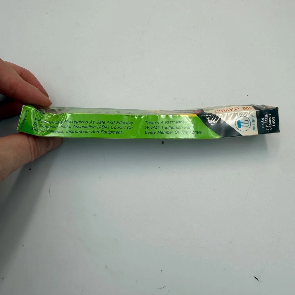 GUM Butler 409 Adult Compact Soft Toothbrush 4-Row Dome Trim Stimulator Tip